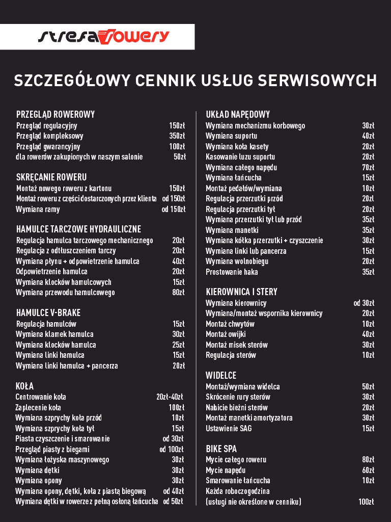 Ile powinien kosztować serwis roweru?